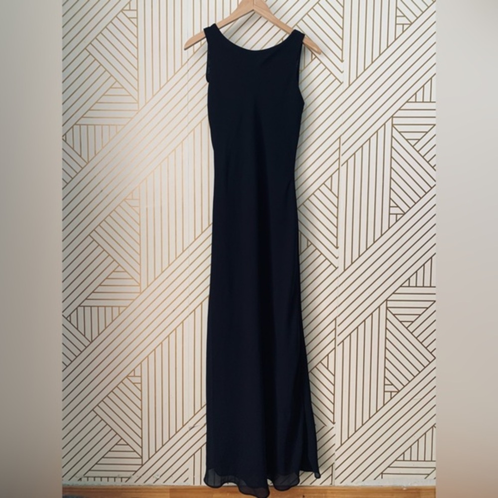 Zum Zum BY NIKI LIVAS flowy chiffon high neck y2K Vintage 90s maxi dress 9/10